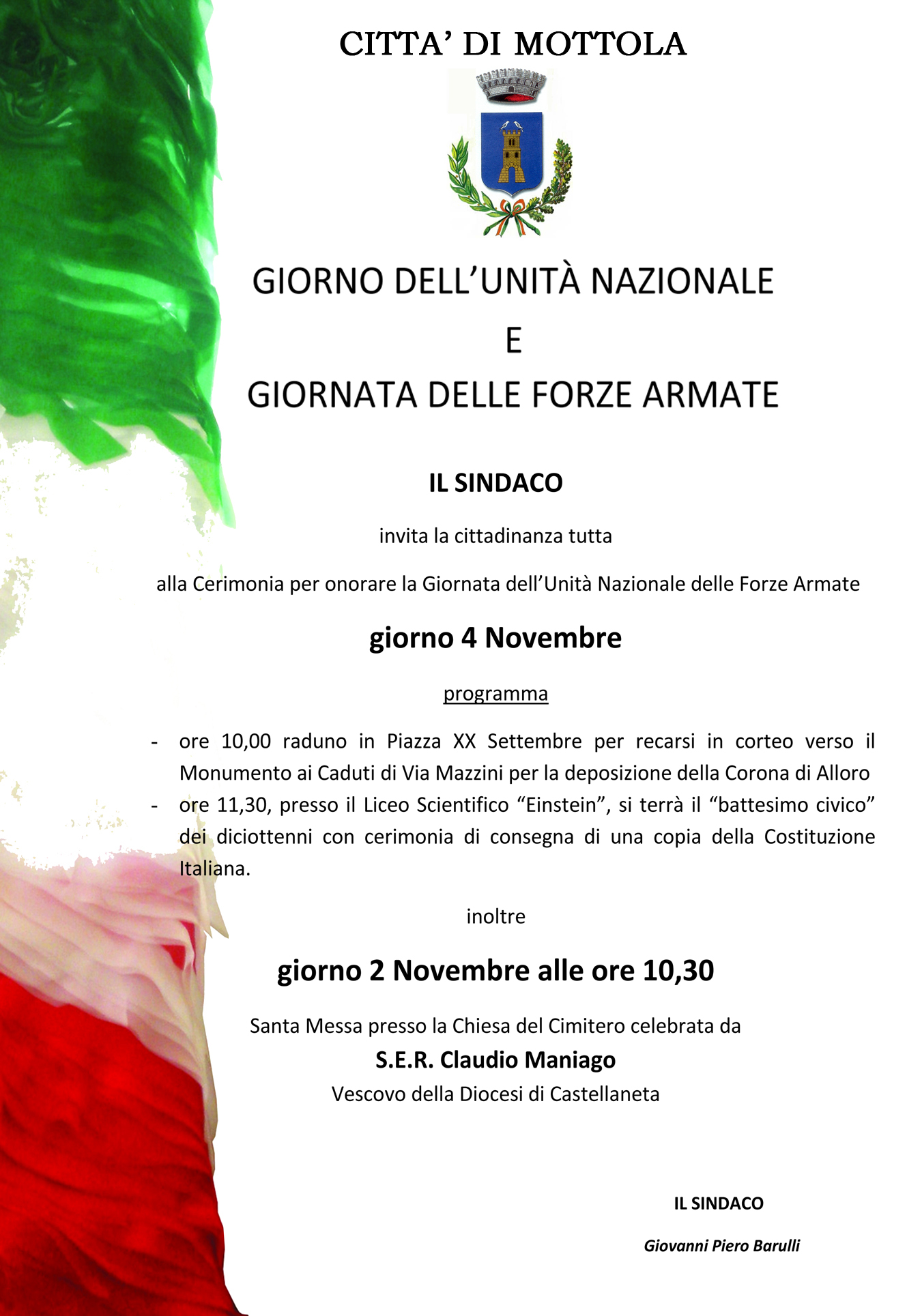 Giorno dell’Unità Nazionale e giornata delle Forze Armate
