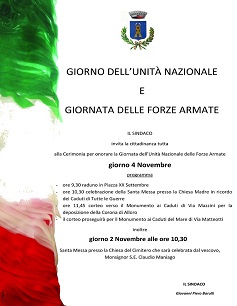 Giorno dell’Unità Nazionale e giornata delle Forze Armate