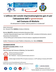Sportello SUAP-SUE Giovedì 8 novembre  incontro finalizzato alla formazione dell'utenza 
